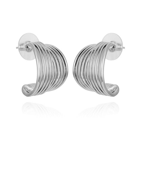 Silver-Tone Open C Hoop Earrings