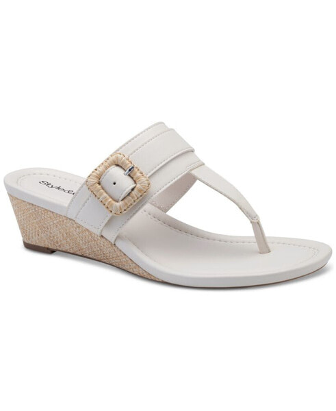 Women's Polliee Buckled Thong Wedge Sandals, Created for Macy's