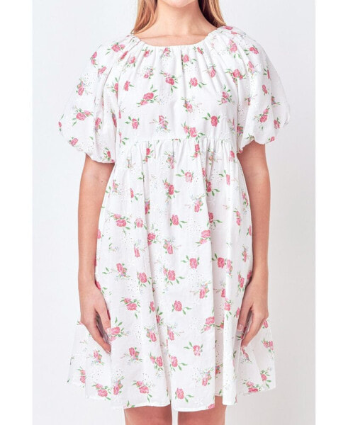 Платье English Factory женское с вышивкой из хлопка с цветочным узором
