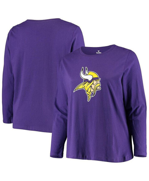 Women's Purple Minnesota Vikings Plus Size Primary Logo Long Sleeve T-shirt