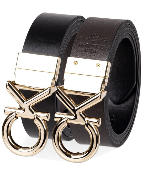 Women's Reversible Puffed CK Monogram Buckle Belt