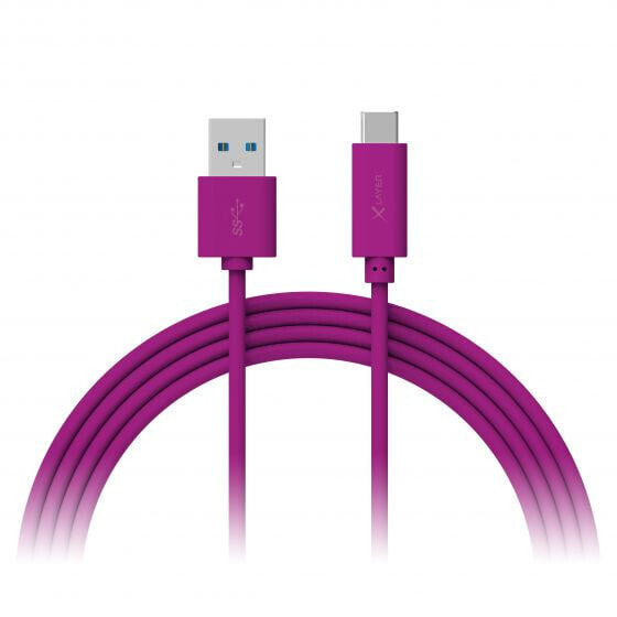 Аксессуар USB-кабель XLAYER 214352, USB A - USB C, USB 3.2 Gen 1 (3.1 Gen 1), 5000 Mbit/s, фиолетовый