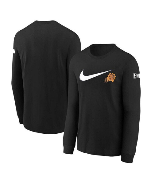 Big Boys and Girls Black Phoenix Suns Swoosh Long Sleeve T-Shirt