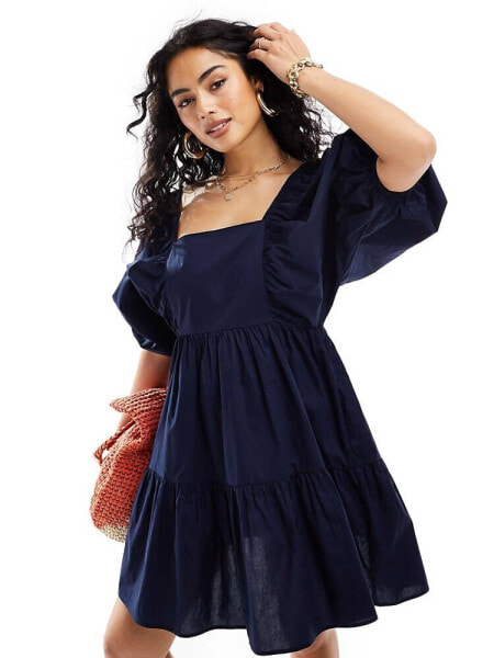 Nobody's Child Ruby balloon sleeve mini dress in navy