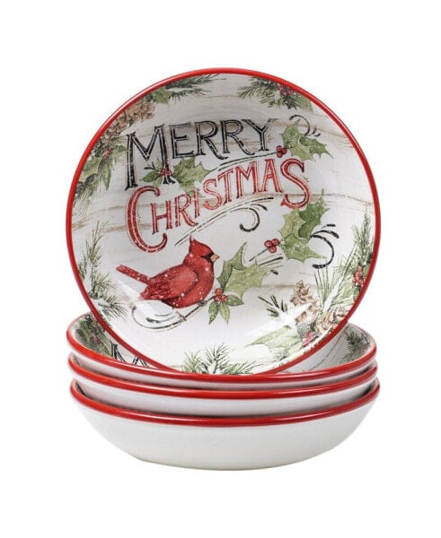 Evergreen Christmas 4 Piece Soup Bowl