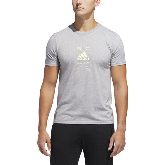 Adidas Men's Emblem Coded Graphic Tee Grey Heather DV2111