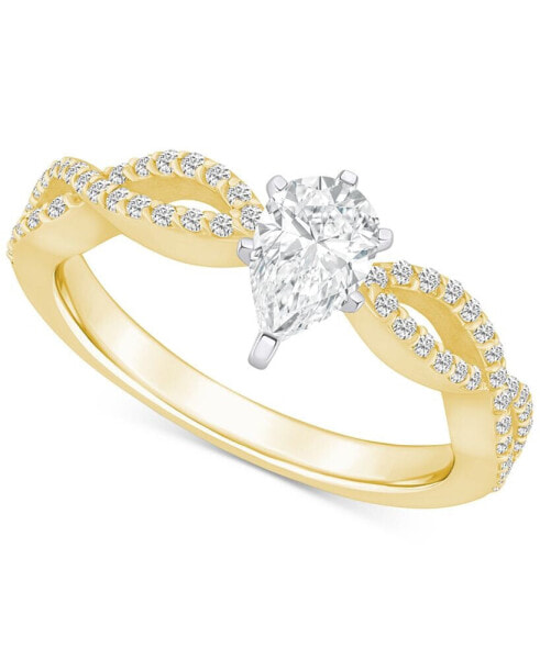 Diamond Pear Twist Shank Engagement Ring (5/8 ct. t.w.) in 14k Gold