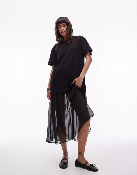 Topshop hybrid T-shirt dress in black