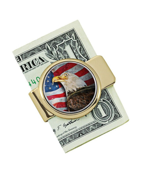 Men's American Bald Eagle Colorized JFK Half Dollar Money Clip