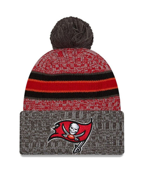 Men's Red, Pewter Tampa Bay Buccaneers 2023 Sideline Sport Cuffed Pom Knit Hat
