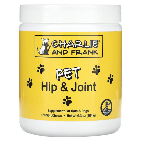 Charlie and Frank, PET Hip &amp; Joint, для кошек и собак, 120 мягких жевательных таблеток