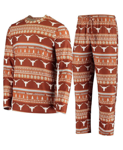 Men's Texas Orange Texas Longhorns Ugly Sweater Knit Long Sleeve Top and Pant Set