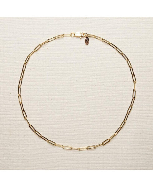 18K Gold Plated Paper Clip Anne Necklace 17" For Women