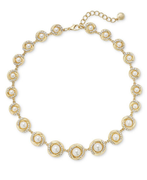 Gold-Tone Pavé & Imitation Pearl All-Around Collar Necklace, 17"+ 2" extender, Created for Macy's