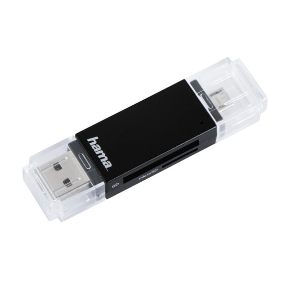 Кард-ридер Hama Basic MicroSD (TransFlash) SD черный 480 Mbit/s Windows Mac OS Android USB 2.0/Micro-USB 1 шт.