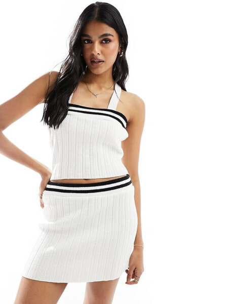 Miss Selfridge varsity knitted vest top