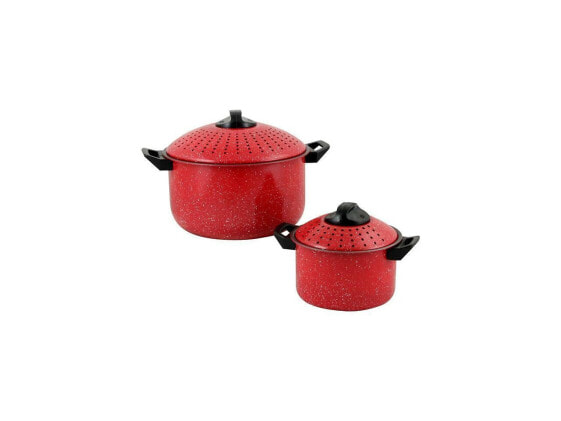 Gibson Home Casselman 4 Piece Nonstick Pasta Pot Set in Red with Bakelite Handle