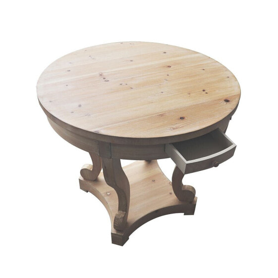 Small Round Farmhouse Style Dining Table with Natural Wood Grain Finish