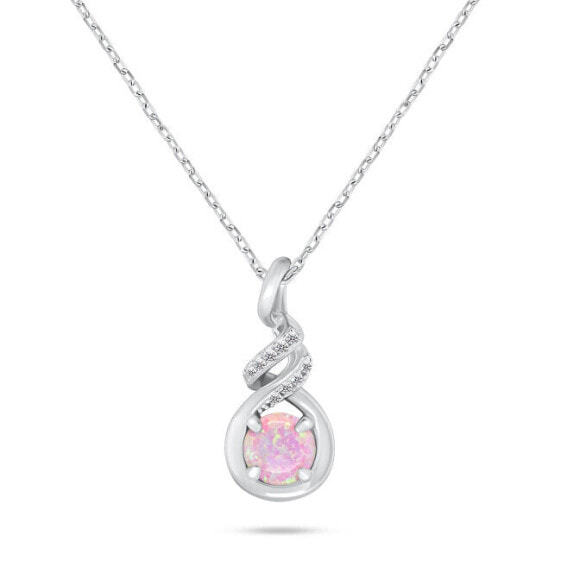 Silver necklace with synthetic opal NCL155WP