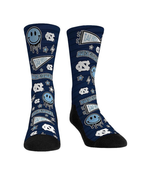 Youth Boys and Girls Socks North Carolina Tar Heels Smiley Stickers Crew Socks