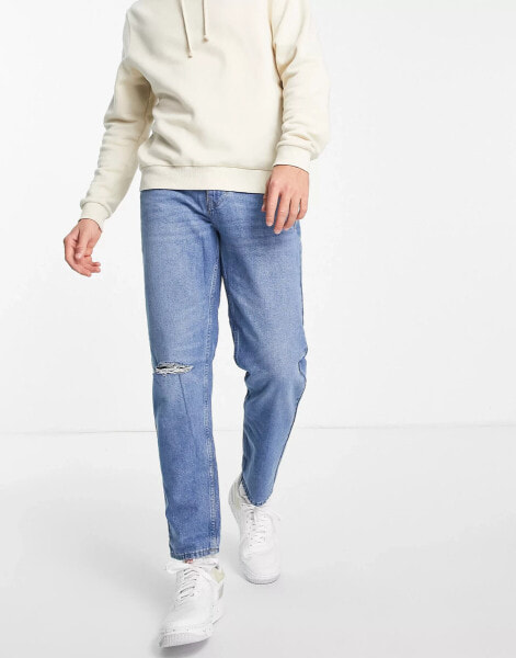 New Look straight fit jeans in mid blue