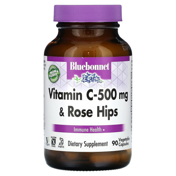 Витамин C-500 мг с шиповником, 90 капсул Bluebonnet Nutrition