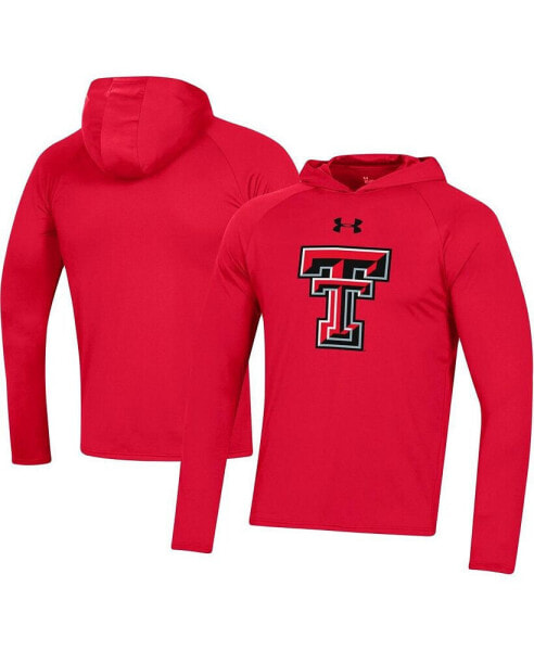 Men's Red Texas Tech Red Raiders School Logo Raglan Long Sleeve Hoodie Performance T-shirt