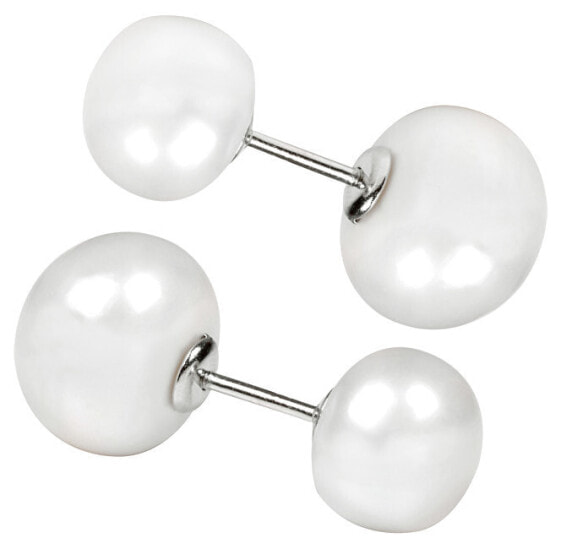 Silver earrings sided with genuine white pearls JL0255