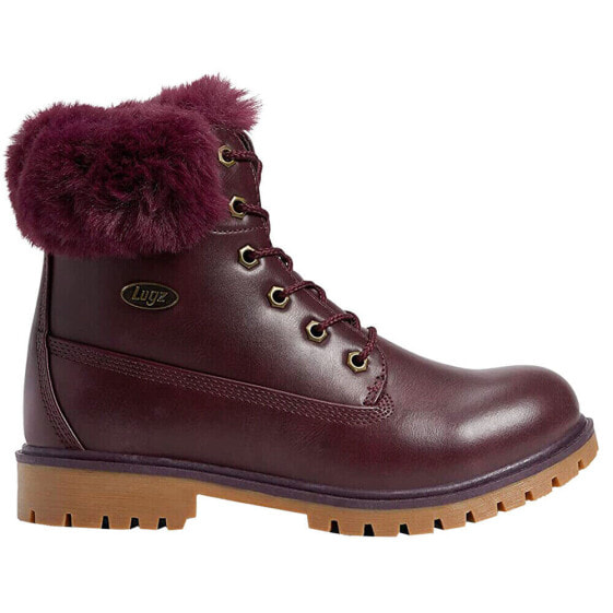 Lugz Rucker Hi Faux Fur Lace Up Womens Brown, Burgundy Casual Boots WRUCKHFGV-6