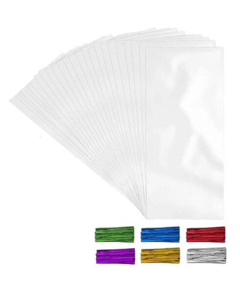 4 x 9 Inches Clear Cellophane Candy Bags With Ties - 200 Piece