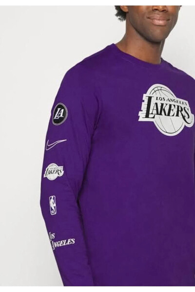 Nba Los Angeles Lakers City Edition Erkek Uzun Kollu Mor T-shirt DV6040-504
