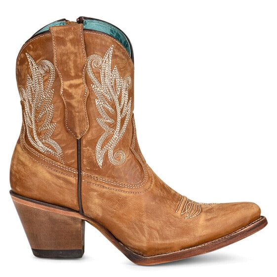 Corral Boots Golden Embroidered Snip Toe Cowboy Booties Womens Brown Casual Boot