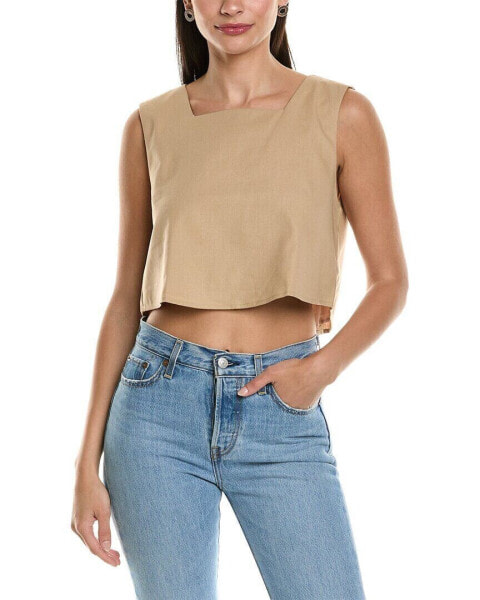 Reveriee Boxy Linen-Blend Crop Top Women's