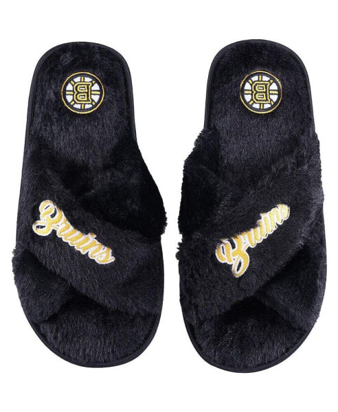 Women's Boston Bruins Script Cross Slide Slippers