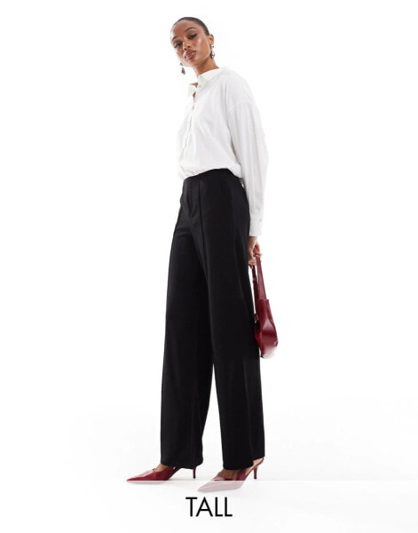 JDY Tall high waist trouser with front seam detail in black