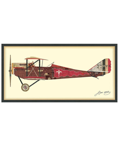 'Antique Biplane 2' Dimensional Collage Wall Art - 25" x 48''