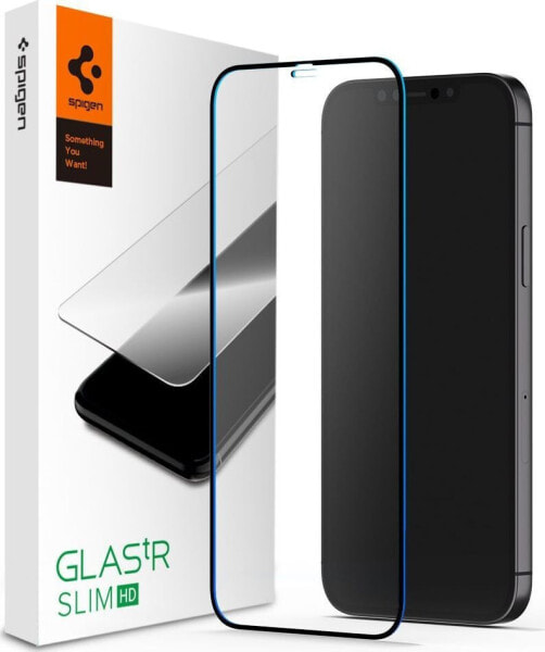 Защитное стекло Spigen Glass FC для iPhone 12 Mini Черное