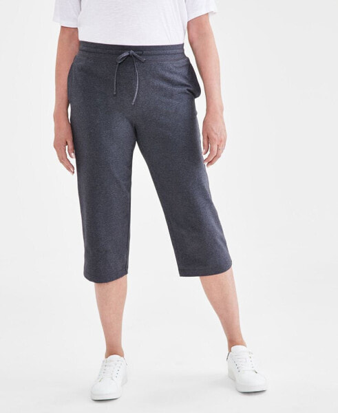 Petite Solid-Knit Mid-Rise Capri Pants, Created for Macy's