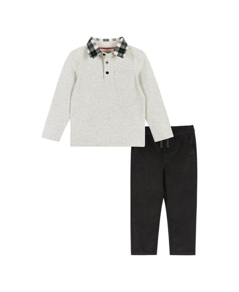 Infant Boys Heather Cream Holiday Polo Set