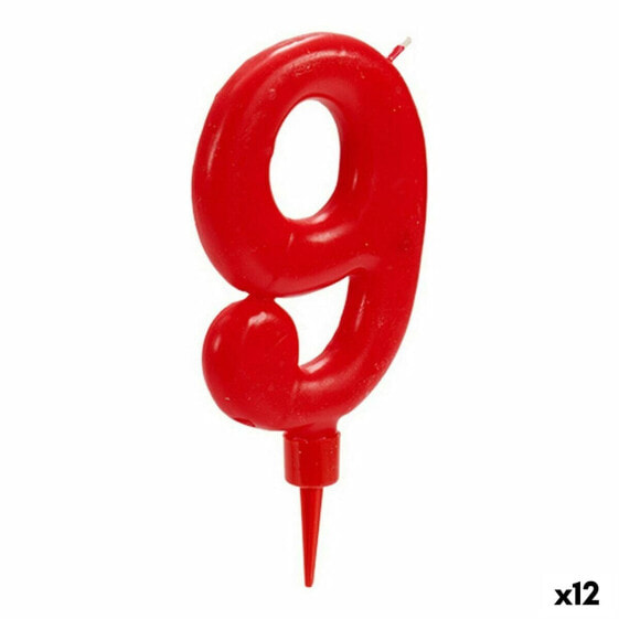 Вуаль День рождения Красный Номера 9 (12 штук)