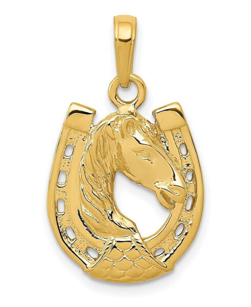Macy's horse Head in Horseshoe Pendant in 14k Yellow Gold