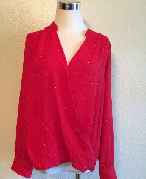 Топ украшенный INC International Concepts Блузка с вырезом через плечо красная 6