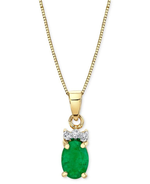 Emerald (3/4 ct. t.w.) & Diamond (1/20 ct. t.w.) Oval 18" Pendant Necklace in 14k Gold
