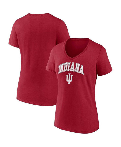 Women's Crimson Indiana Hoosiers Evergreen Campus V-Neck T-shirt
