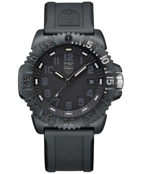 Men's Swiss Navy Seal Colormark Foundation Exclusive Black Rubber Strap Watch 44mm