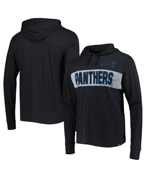 Men's Black Distressed Carolina Panthers Field Franklin Hooded Long Sleeve T-shirt