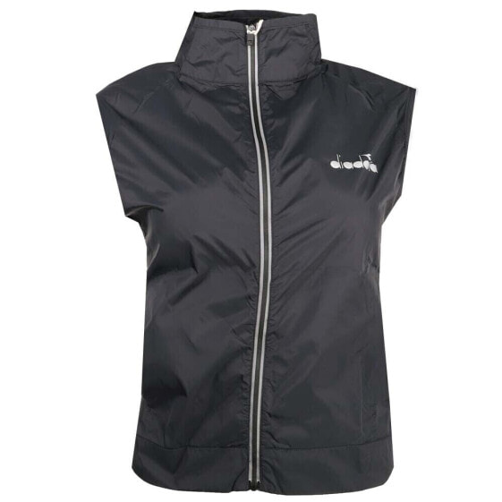 Diadora Be One Multilayer Full Zip Running Vest Womens Black Casual Athletic Out