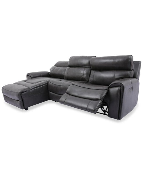 CLOSEOUT! Hutchenson 3-Pc. Leather Chaise Sectional with Power Recliner and Power Headrest