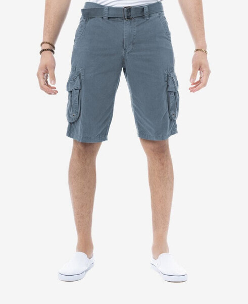 Men's Belted Double Pocket Cargo Shorts