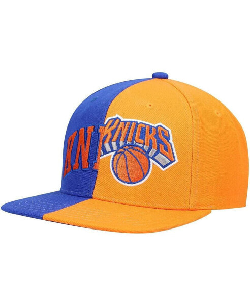 Men's Royal, Orange New York Knicks Half and Half Snapback Hat